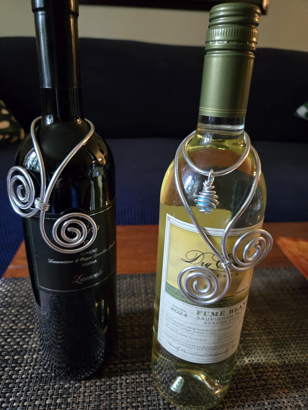 Bottle Bling - Spiral Wine Bottle Hanger with Accents . Various Types Of Wire.